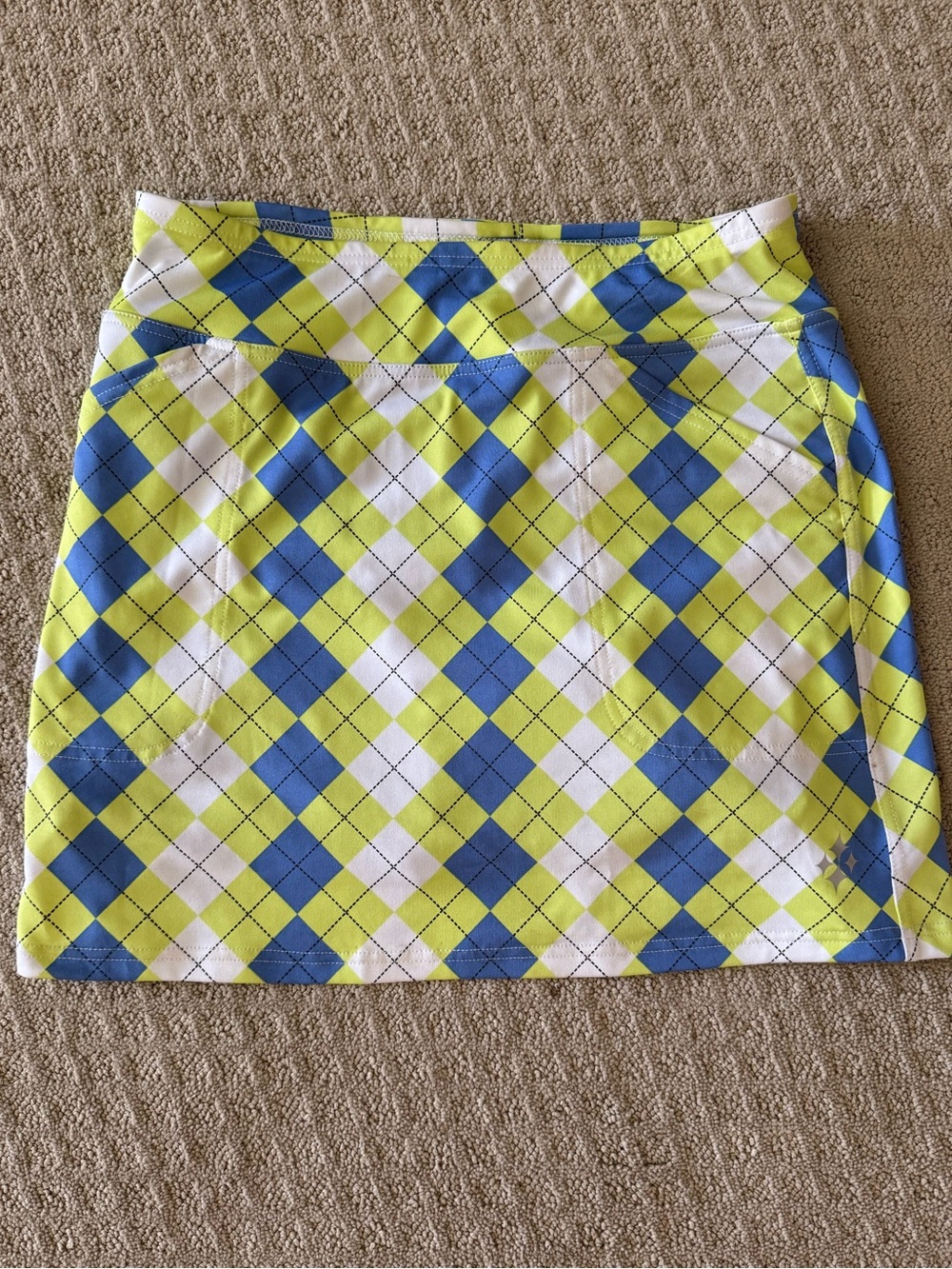 Jofit Blue and Lime Argyle Golf Skirt Small